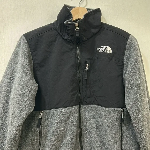 THE NORTH FACE YOUNG FLEECE JACKETGREY BLACK FULL ZIP UP Sz XL(18-20)